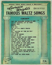 Lawrence Wrights Famous Waltz Songs Piano Vocal Sheet Music Book Vintage