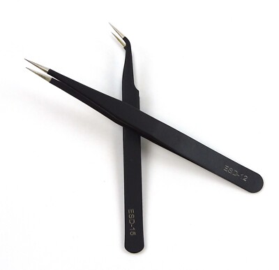 Eyelash Extensions Vetus Pro ESD Safe Fine Tip Straight & Curved Tweezers