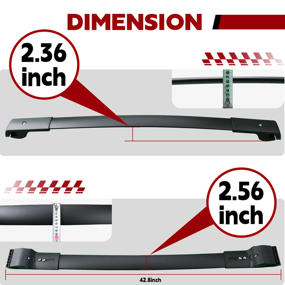 Barra transversal de techo de aluminio negra de 2 piezas 150 lb para Mercedes Benz GLK 2009-2015 Foto 2 de 4