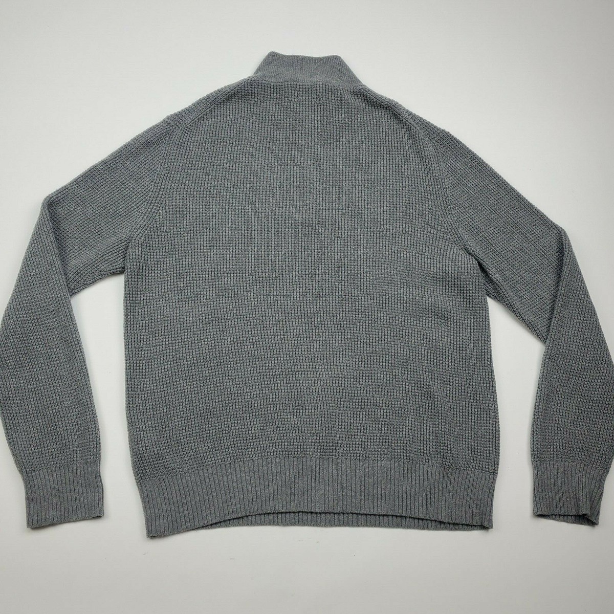 Men's Gray Fossil 54 Knit 1/4 Zip Pullover Sweater size XL- Cotton Wool Blend View 5