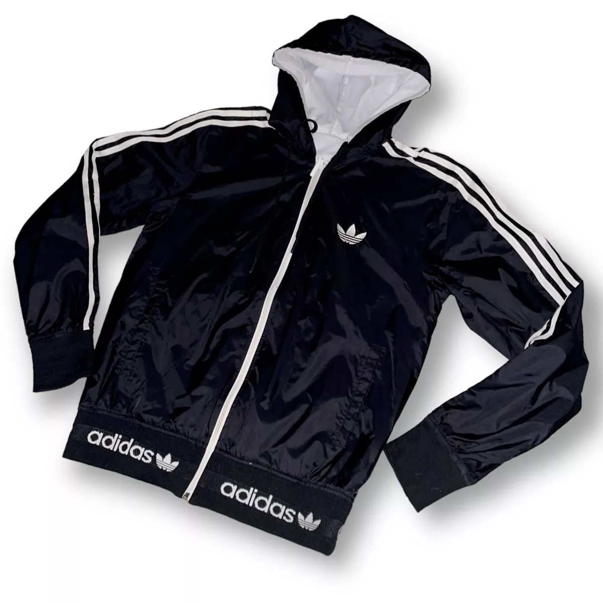 Rare adidas Originals Homme adidas Réversible Veste Nylon Noir Blanc Petit