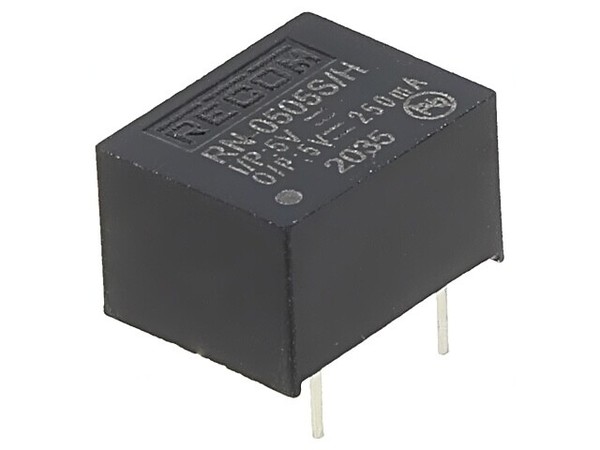 RN-0505S/H Wandler: Dc/Dc 1,25W Ueing: 4,5-5,5V Uausg: 5VDC Iausg: 250Ma Recom-image