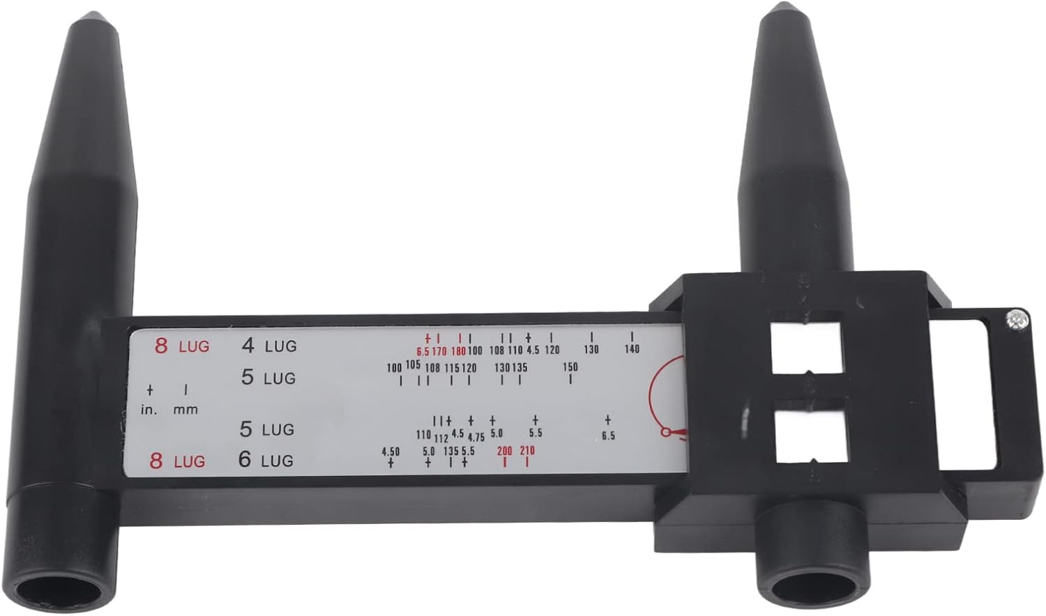 Wheel Bolt Pattern Tool Car Wheel Rim Bolt Pattern Sliding Measuring Tool PCD Ru