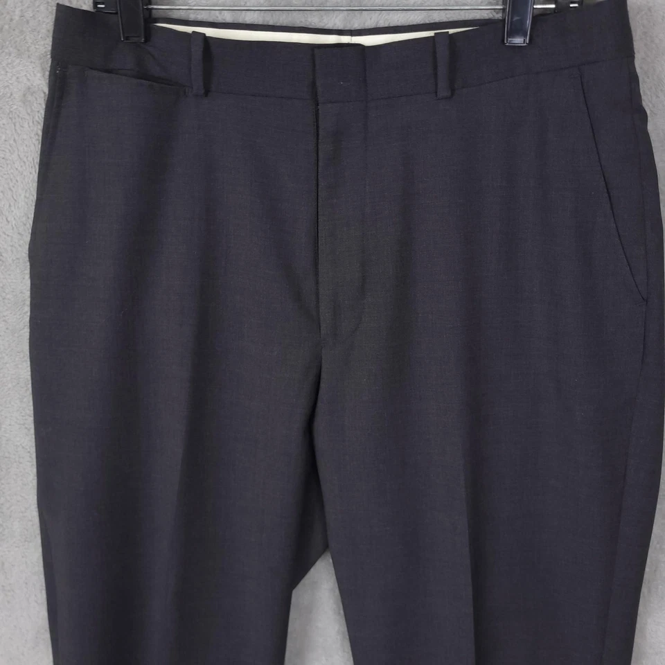 Polo Ralph Lauren Dress Pants Mens 33 Charcoal Gray 100% Wool Flat Front Slacks - Image 4 of 4