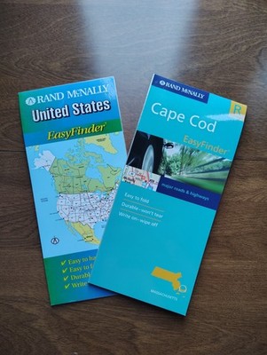 Lot 2 RAND MCNALLY EASYFINDER Cape Cod & United States Laminated Maps