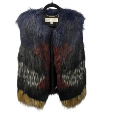 Trina Turk Tabitha Ombre Faux Fur Vest Multicolor Womens Size Medium