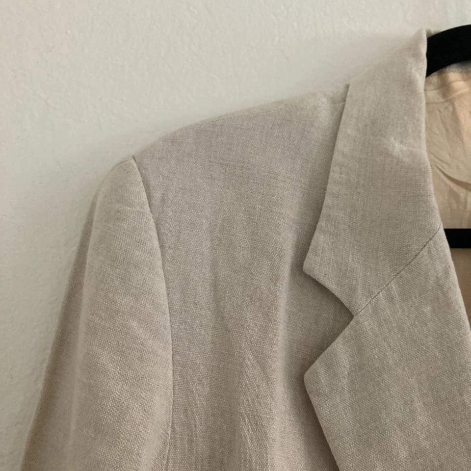 Chaqueta Blazer Vintage GAP Mezcla de Lino Crema Oficina Playa Iglesia Para Mujer Mediana Foto 3 de 4