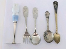 5 cubiertos vintage para bebé incluyen 2 platos de plata Gerber One Winthrop y 3 Japón