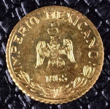 10K Gold Fantasy Coin Emperador Maximilian Imperio Mexicano 0.26 g 