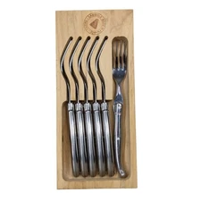 Laguiole Set of 6 Thiers France Inox Stainless Steel Steak Forks Bee Handle 