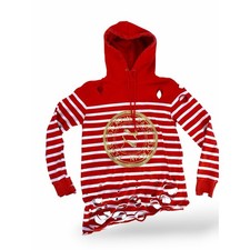 Balmain Hoodie sweatshirt red white striped p...