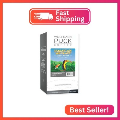 Wolfgang Puck Coffee, Jamaican Me Crazy, 9.5 Gram Soft Pods, 18 Count (Pack of 1