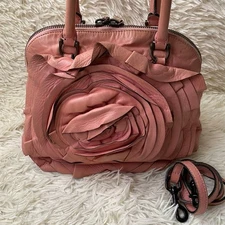 valentino garavani 2-Way Shoulder Bag Floral Rose Design Pink Used