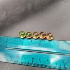 Lot Of 5 Amber / Pink Vaseline Glass Uranium Glass Marbles Uv Glow