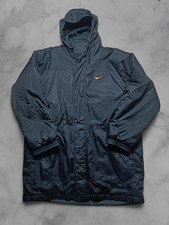 Vintage Y2K Nike Winterjacke Größe L Herren Lange Kapuzenjacke Schwarz