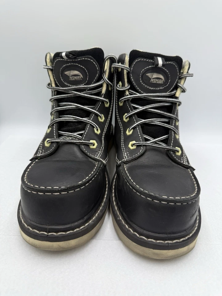 Avenger Women's 6" Moc Toe Work Boot Size 8 Black Comp Toe WP Wedge Sole A7552 - Image 2 of 4