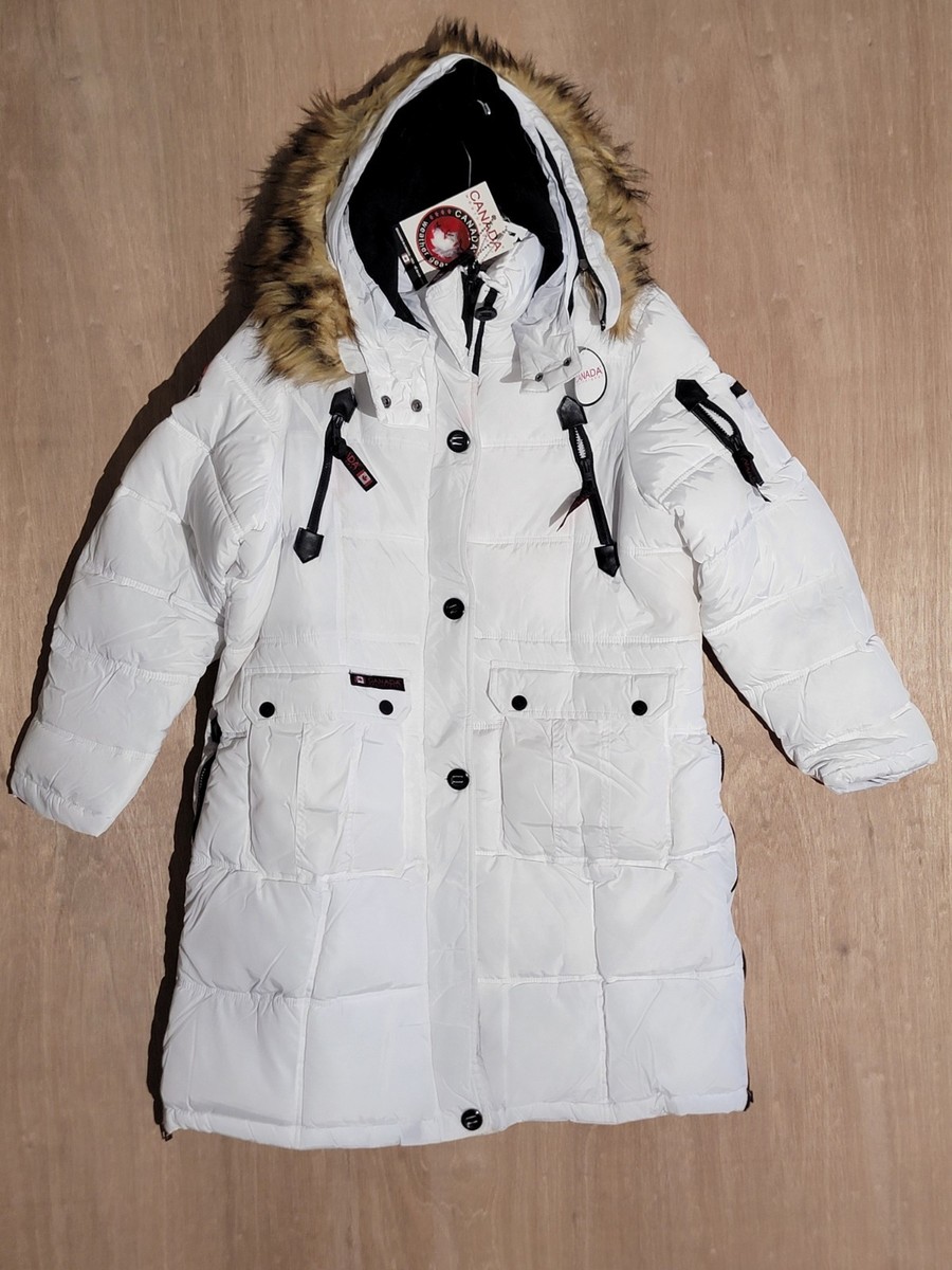 canada weather gear super triple goose long puffer jacket women L outdoor  white