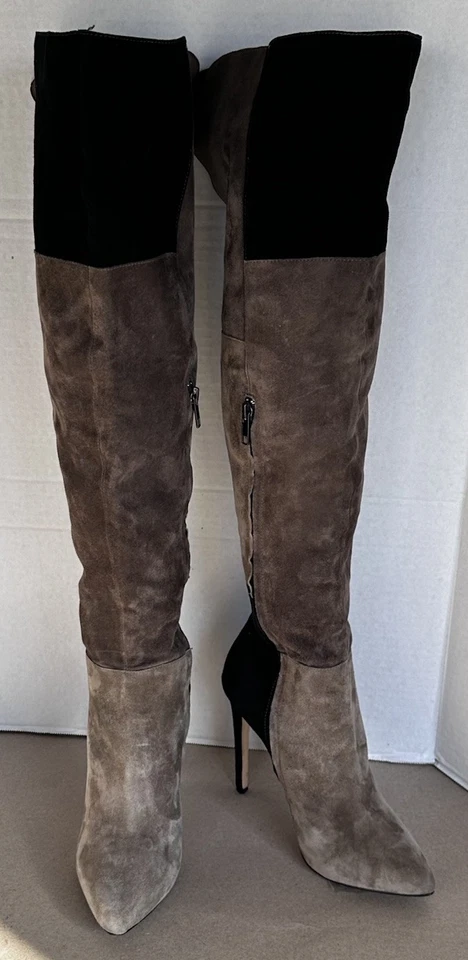 Steve Madden OTK Mujer Talla 8 M Tacón Alto Negro Gamuza y Caqui Marrón (T24) Foto 4 de 4