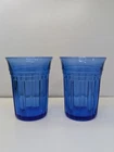 Set Of 2 Hazel Atlas Cobalt Blue New Century Flat 5oz Tumblers 1930-1935