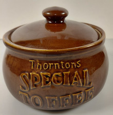 Thornton's Special Toffee Porcelain Lidded Jar, Brown Glaze USED  in V G C