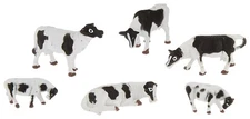Bachmann Trains - FIGURES - COWS - BLACK & WHITE (6pcs/pk) - HO Scale