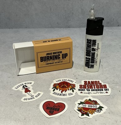 Jonas Brothers Burning Up Tour All Over Again LED Lighter Temp Tattoo VIP Merch