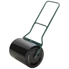 20 In. 16 Gal. Heavy-Duty Push/Tow Black Steel Lawn Roller for Garden