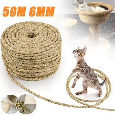 Sisal Rope for Cat Scratcher 50M 6MM Thick String Cats Rope Jute Rope Sisal Rop