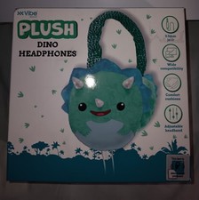 New In Box Vibe Kids Plush Dinosaur Headphones, 3.5mm Jack Comfort Xmas Gift