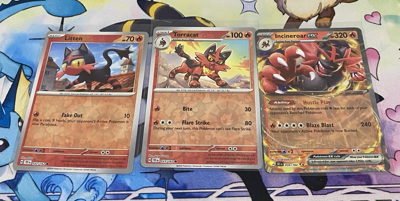 Incineroar EX 34/162 Double Rare, Torracat & Litten Temporal Forces Pokemon Card