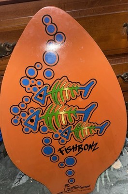 VINTAGE FISH BONZ SKIM LIZARD WOODEN BOARD 30 X19 ~RARE
