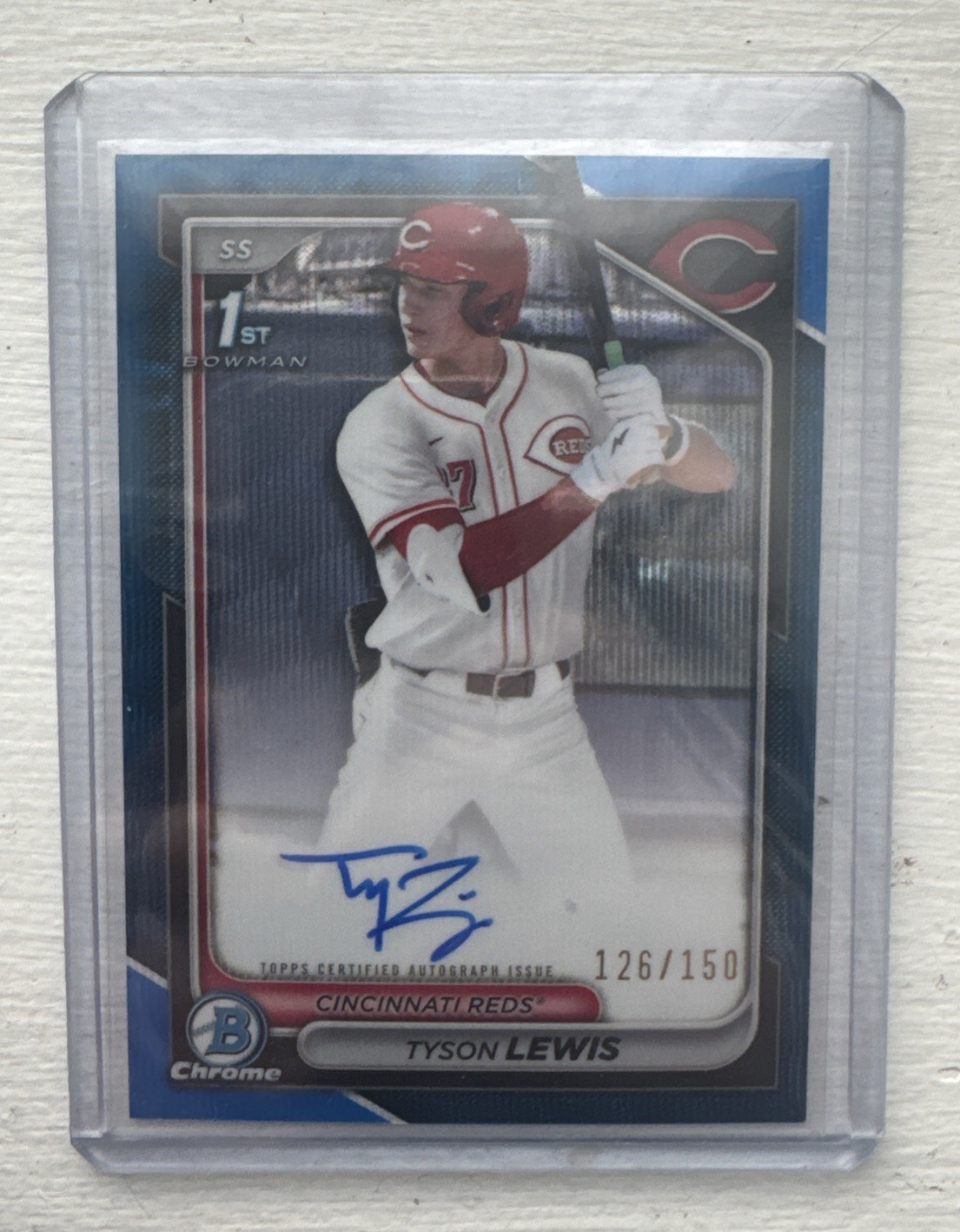 2024 Bowman Draft - Chrome Prospect Auto Tyson Lewis #CPA-TL True Blue /150 Reds