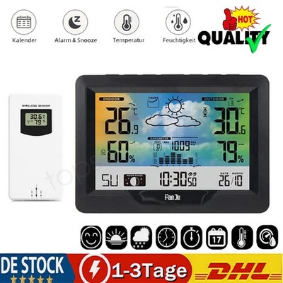 Hygrometer mit Wecker Multifunktionale Wetterstation Thermometer Farbdisplay Neu