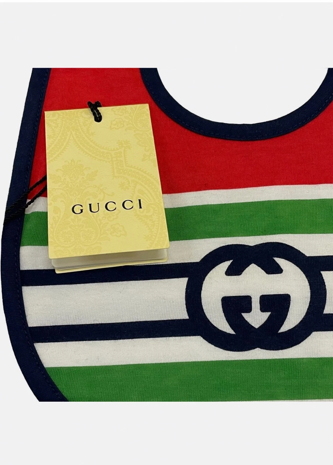 Gucci Interlocking G Bib For Baby Boy Or Girl Print 23 x 27cm Style: 681366