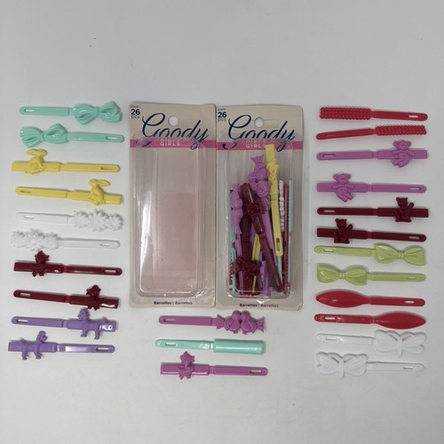 51 Goody Kids Girls Plastic Hair Barrettes Stay Tight Slip Secure Pastel 1 Open