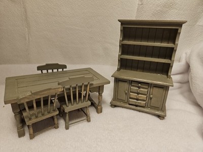 Dollhouse furniture Hutch, Dining Table And Chairs Set Bundle 