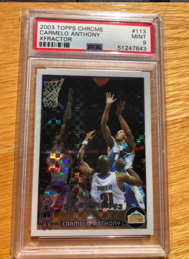 2003-04 TOPPS CHROME XFRACTOR #113 CARMELO ANTHONY ROOKIE RC #/220 PSA 9