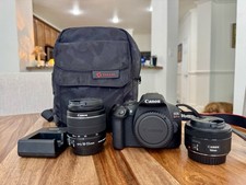 New w/o Box Canon EOS Rebel T7 DSLR Camera Black with 2 Lenses  Accessories