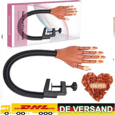 Nageldesign Silikonbungshand Nagelübungshand mit 100 Tips flexibel Maniküre
