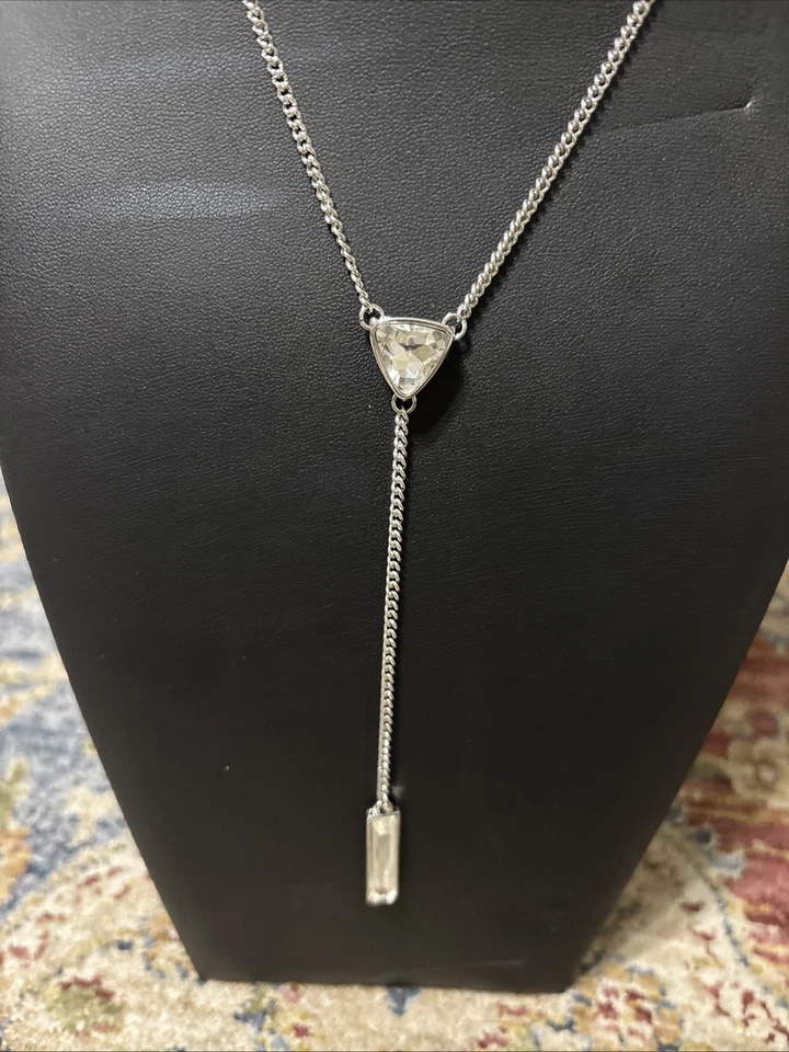 Lisa Freede 水晶 Y 项链,全新,银色,180 美元零售,J108 — 第 4/4 张图片