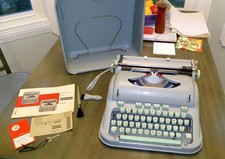 Vintage 1964 Hermes 3000 Typewriter Works W/Case & Key & Manual