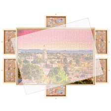 Portable Jigsaw 1500 Pieces Puzzles Locker Puzzle Board with 6 Drawers and Cover