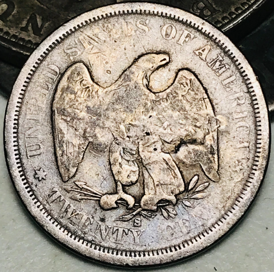 1875 S Twenty Cent Piece 20C Ungraded Counterstamped 90% Silver US Coin CS28310 - Image 2 of 4