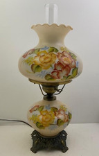 SIGNED - HURRICANE GWTW GLASS LAMP - FLORAL P...