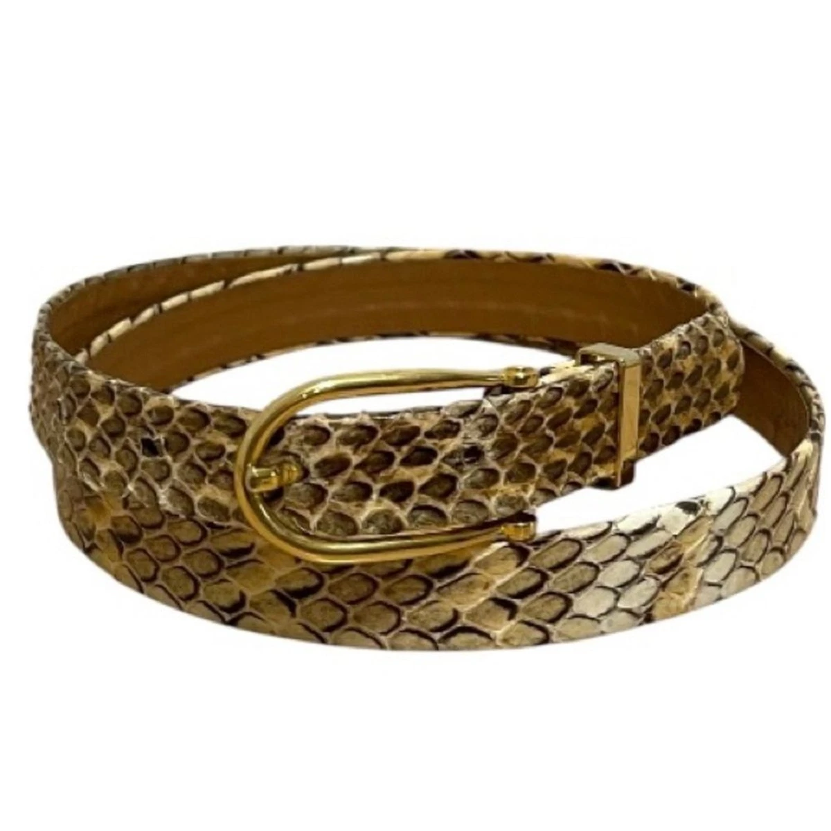 Vintage Genuine Python Snakeskin Women\'s Skinny Belt in Brown and Tan Womens Skinny Python Belt 2cm | Genuine Snakeskin | Elegant  main image 2