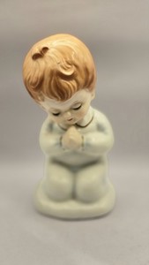 Vintage Lefton China Praying Boy Nightlight, 1950 hand painted 6 1/2" tall