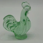 Fenton Art Glass Green Rooster Figurine Handcrafted USA 3 Inch Vintage
