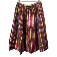 Vintage Handmade Striped Full Pleated MIDI Skirt