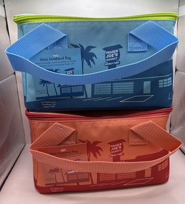 Trader joe's Mini Insulated Bags Set Of 2 PEACH & BLUE NEW Summer Release