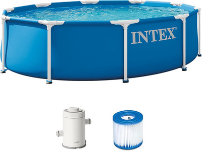 Intex Metal Frame 10 Ft X 30 in above Ground Pool Set, round Swimming Pool with